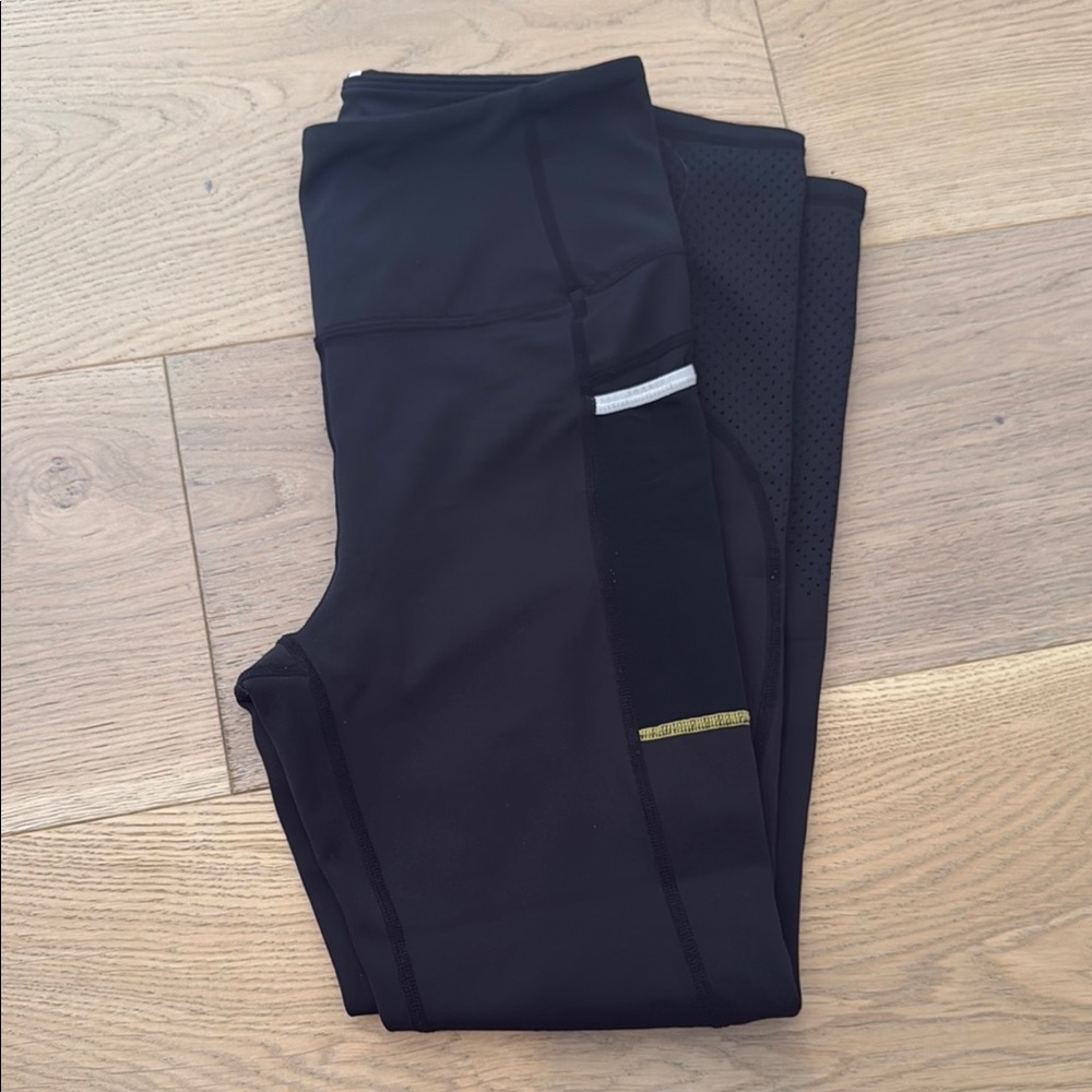 Lilybod Black Leggings with White and Gold Accents